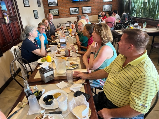 Tour participants at lunch