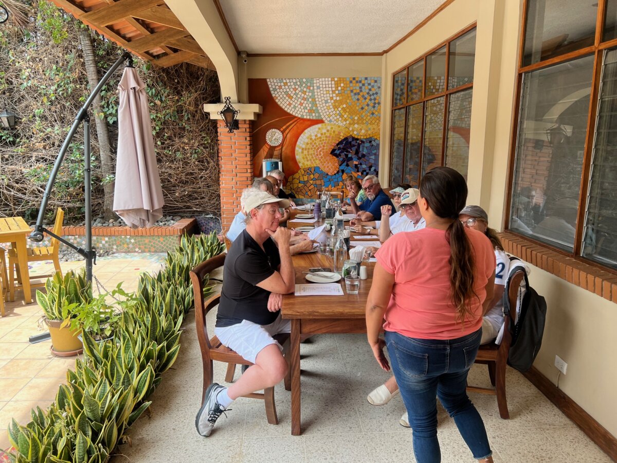 Our guests taking a sample Spanish lesson on the tour.